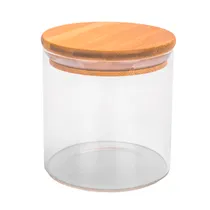 Pote de Vidrio Tampa de Bambu 10X10CM