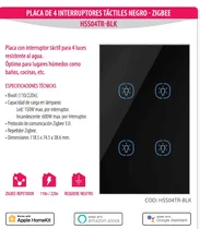Zigbee Homie Esp Touch 4 Int. HSS04TR-BLK Black