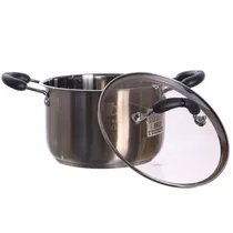 Panela de Aço Inoxidável com Tampa de Vidro