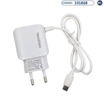 Carregador Fonte Original Travel - 2USB - 0.5A/3.1A - Cabousb-C - Bivolt - Branco