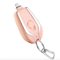 Carregador Portátil Chaveiro / 1500MAH / Compatível com iPhone Lightning - Rosa