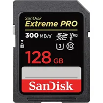 Memória SD Sandisk Extreme Pro 300-260 MB/s C10 U3 V90 128 GB (SDSDXDK-128G-GN4IN)