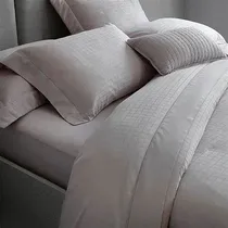 Buddemeyer Jogo de Cama Damask Square Algododon Branco