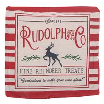 Capa de Travesseiro Natalina 43X43CM com Design Rudolph