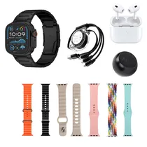 Smartwatch H92 Ultra 3 -Bluetooth - com Fone de Ouvido + Speaker + Kit Pulseiras + Cabo Ajustável 3 Em 1 - Preto