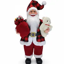 Enfeite de Natal Papai Noel 6242-32219 com Presentes 46CM Xadrez