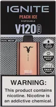 Vape Descartável Ignite V120 Pro Peach Ice 12000 Puffs Dual Mesh Rose Gold
