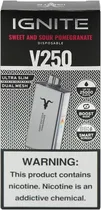 Vape Descartável Ignite V250 Sweet And Sour Pomegranate 25000 Puffs Silver