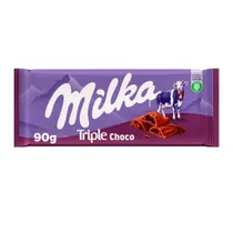 Barra Chocolate Milka Recheado Triplo Choco Cacau 90G