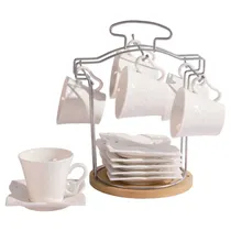 Conjunto de 6 Xícaras e Pires com Suporte para Café Ou Chá
