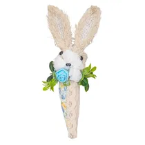Enfeite Pendente de Páscoa Coelho com Flor Azul 20CM