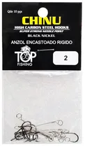 Anzol Top Fishing Chinu Encastoado Rigido 02 com 10 Pçs