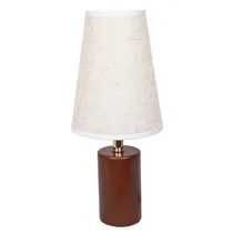 Abajur Decorativo Textura Trançada com Base de Madeira - Creme