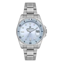 Relogio Analogico Feminino Daniel Klein DK.1.13880-3 Premium Ladies / Pulseira de Aço Inoxidável - Prata/Azul Claro