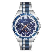 Relogio Analógico Masculino Daniel Klein DK.1.12734-3 Exclusive Gents / Pulseira de Aço Inoxidável - Prata/Azul