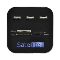 Hub USB Satellite A-HUB07 + Leitor de Memorias - Preto