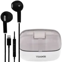 Fone de Ouvido com Fio Yookie XP206 com Microfone / 1.2 Metros / Lightning - Preto
