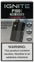 Vape Descartável Ignite P100 Pro Strawberry Ice 10000 Puffs Pod System Gray