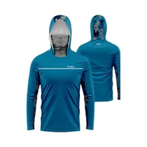 Remera de Pesca Con Capucha Sunflex Sport Raglan DRY-Fit Azul