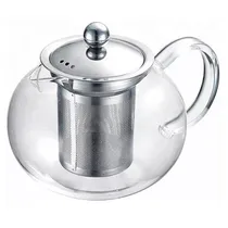 Bule de Vidro com Infusor de Aço Inoxidável Vai Diretamente para O Fogo Cor Transparente 950ML.