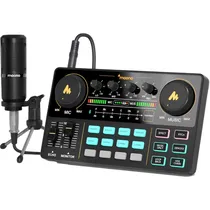 Kit Mixer + Microfone Sem Fio Maono AU-AM200 S1 - Preto