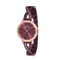 Relógio Analógico Feminino Daniel Klein Premium DK12043-6 - Bordô e Dourado