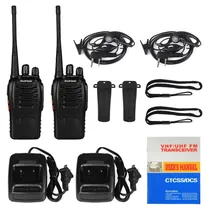 Walkie Talkie Baofeng BF-888S Até 3KM/1500MAH com Fone de Ouvido - Preto