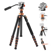 Trípode K&F para Cámara Con Cabezal Hidráulico+Fibra de Carbono 0255C4+FH-03 (KF09.158) 175CM