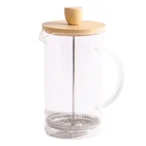 Cafeteira Prensa Francesa Vidro 600ML Tampa Bambu,