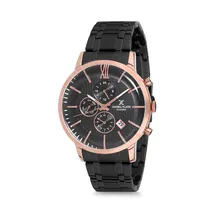 Relógio Analógico Masculino Daniel Klein Exclusive DK12228-6 - Preto e Rosa Ouro