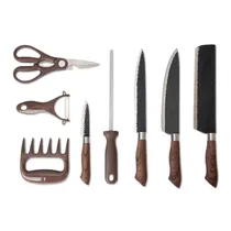 Kit de Facas para Cozinha Evryealth 8 Em 1 com Descascador e Tesoura - Marrom