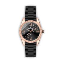 Relogio Analogico Feminino Daniel Klein Premium DK.1.12463-5 - Preto e Rosa Ouro