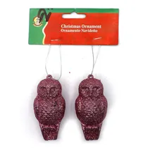 Enfeite Natalino Corujas Rosa com 2 Pçs XMTX215-753E