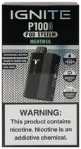 Vape Descartável Ignite P100 Pro Menthol 10000 Puffs Pod System Gray