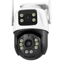 Camera de Segurança Smart Wifi P6-QQ6 com 2 Antenas / 6MP / 360º / Microfone / Alarma / Detecçao Humana / App Icsee - Branco/ Preto