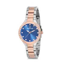 Relógio Analógico Feminino Daniel Klein Premium DK12195-5 - Prata e Rosa Ouro