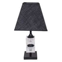 Abajur Decorativo Em Tecido Trançado com Base Metálica Preto