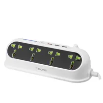 Filtro de Linha Yookie EB02 - 4 Tomadas - 1.3 Metros - 3X USB/USB-C - Bivolt - Branco