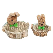 Kit 2 Cestas de Páscoa com Coelhinho - Laço Verde