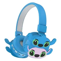 Fone de Ouvido Sem Fio Wireless Headset AH-806S com Bluetooth 5.3 - Stitch Azul/Rosa