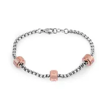 Pulseira Feminina Freelook FRJ.3.3009-2 de Aço Inoxidável - Prata e Rosa Ouro