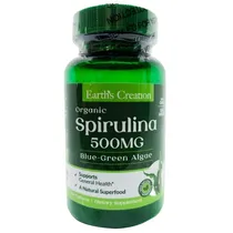 Earths Creation Vitamina Spirulina 500MG 60 Tabls Plastico Verde
