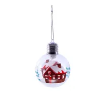 Bola de Natal Transparente com Casinha 8CM.