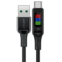 Cable Acefast C7-04 LED USB-A USB-C 60W Data Negro  Cable Acefa...