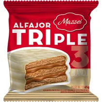 Alfajor Mazzei Triplo com Doce de Leite - Chocolate Branco 65G