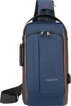 Bolsa com Cadeado Fashion T2 - Azul/Gold  Bolsa com C...
