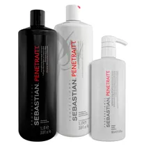 Kit Professional Sebastian Penetraitt - Shampoo + Condicionador + Máscara de Hidratação Profunda - 1L/1L/500ML
