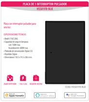 Zigbee Homie Esp Push 1 Int. HSS01FR-BLK Black  Zigbee Homi...