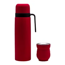 Garrafa Termica Bigstar Plus BSP-1007-R de Aço Inoxidavel de 1 Litro + Cuia de 140ML BSP-142-R - Vermelho
