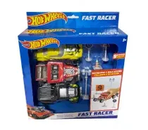 Fun Max Vehiculos Vehiculo Pullback Hot Wheels Fast Racer 13 CMS 3PACK + 6 Acc Plastico 4+ Años Multicolor